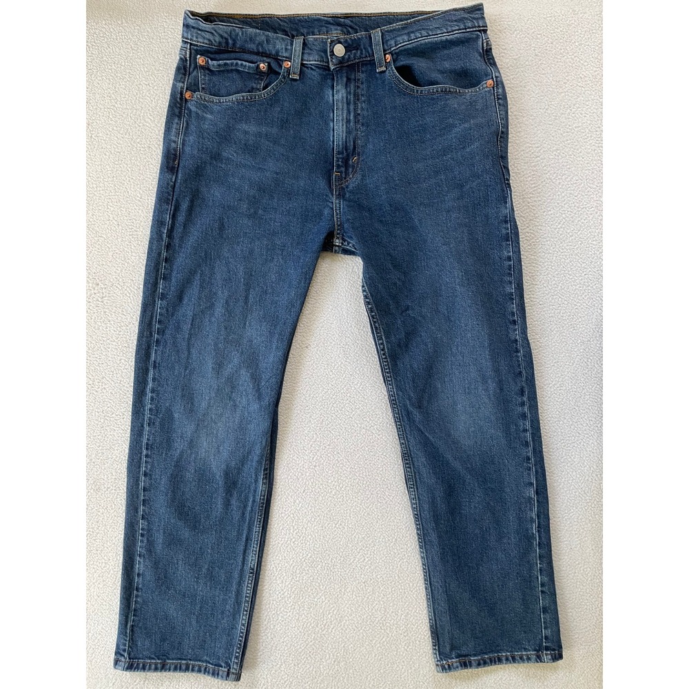 Levi's Mens 34x29 505 Regular Fit Jeans Blue Straight Leg Stretch 00505-2141